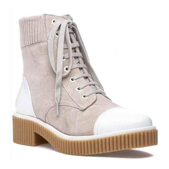 VANELi Mage Lace Up Combat Boots Light Grey Nival Combo Size 7 - Picture 1 of 7